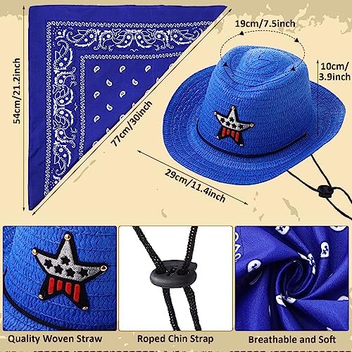 4 bandanas western/sud-ouest rodéo, bleu équestre USA, orange, terre cuite