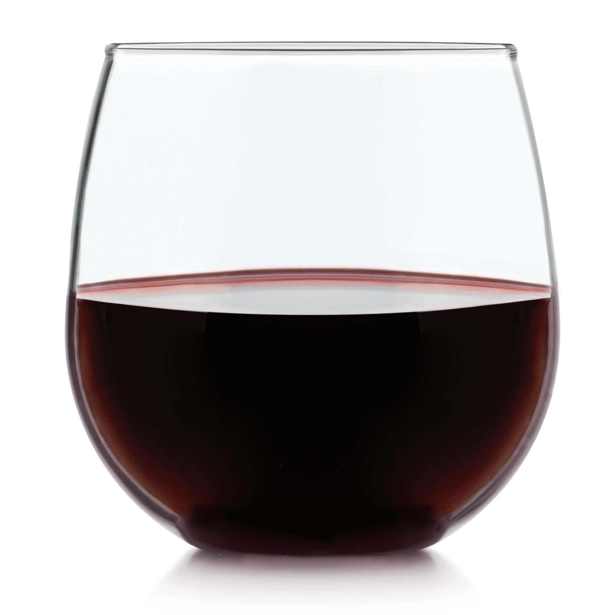 Libbey Stemless Red Wine Glasses, 16.75 Oz Classy, Wide Bowl Stemless Wine Glasses Set of 8, Chip Resistant Glasses Drinking Set for Get-Togethers