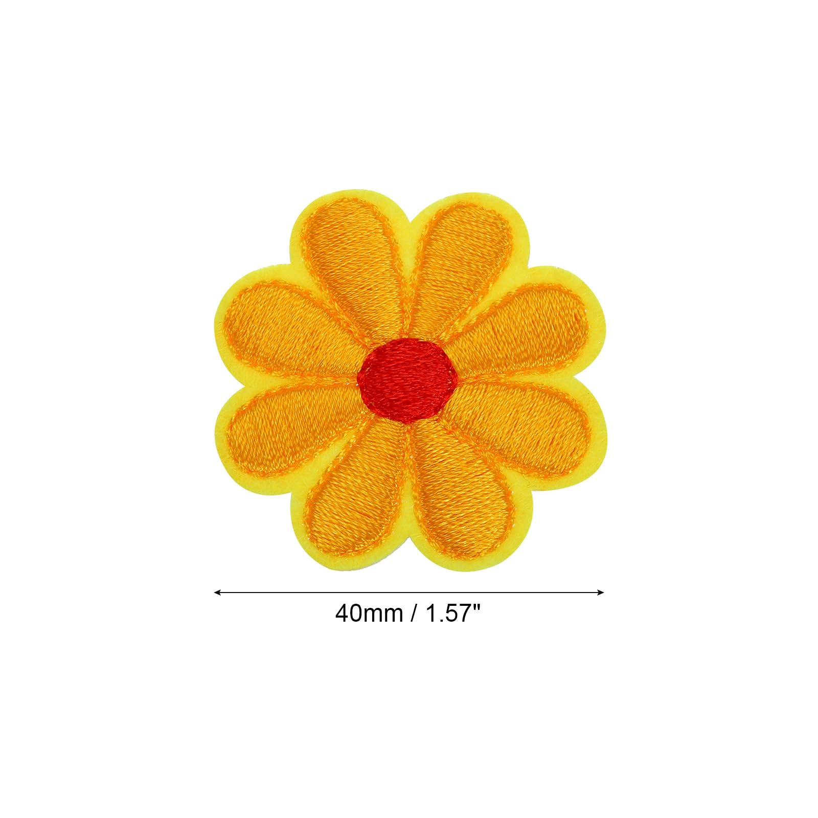 MECCANIXITY Parches bordados de flores para planchar o coser, parches de reparación para reparación de ropa, mochilas, zapatos, decoración, 90 x 90 mm, paquete de 30 (amarillo claro)