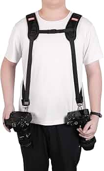 Cinghia Doppia Tracolla Per Fotocamera Ztowoto - Regolabile, In Neoprene 8 Mm, Con Cavi Di Sicurezza E Panno Per Lenti, Per DSLR/SLR