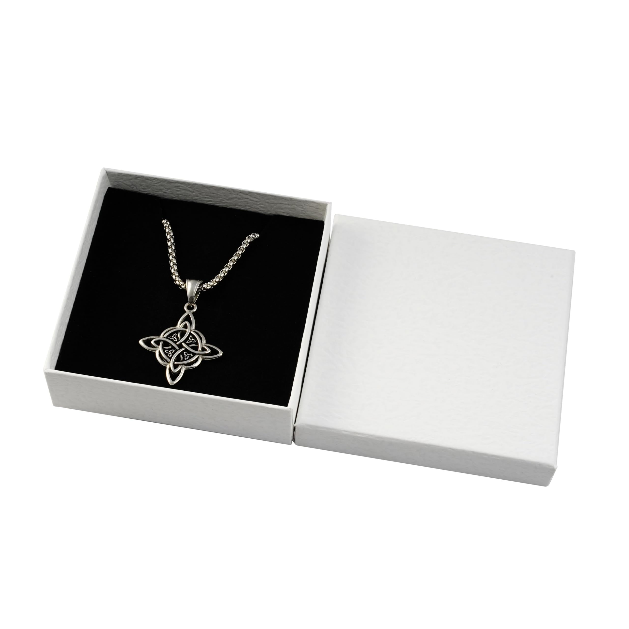 SHIEAGLELD Hexenknoten-Halskette aus Silber, Halskette mit Anhänger im Retro-Stil mit einer 55 cm langen Silberkette, Halskettenanhänger für Männer und Frauen, Edelstahlschmuck, Amulett