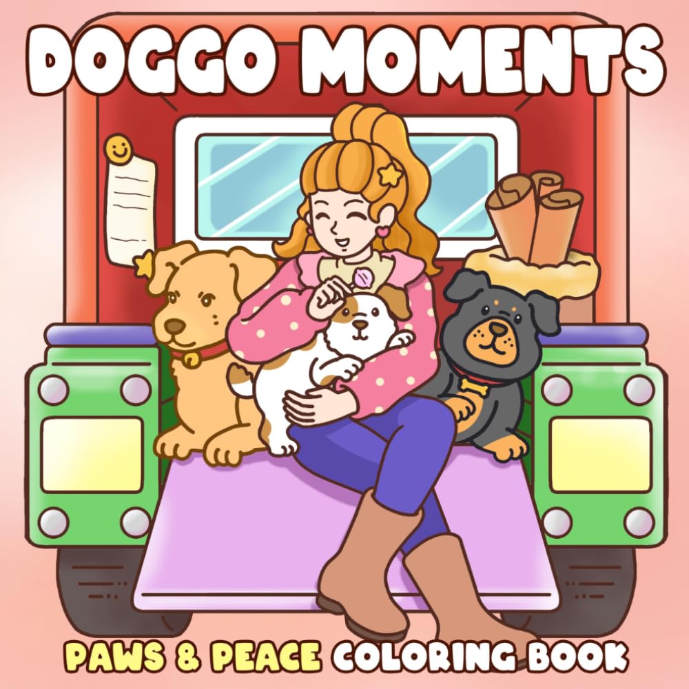 Doggo Moments Coloring Book: Cherished Puppy Sanctuary Coloring pages featuring Cozy Home Scenes and Playful Dog Adventures for Animal Lovers seeking Blissful Relaxation and Joyful Smiles
