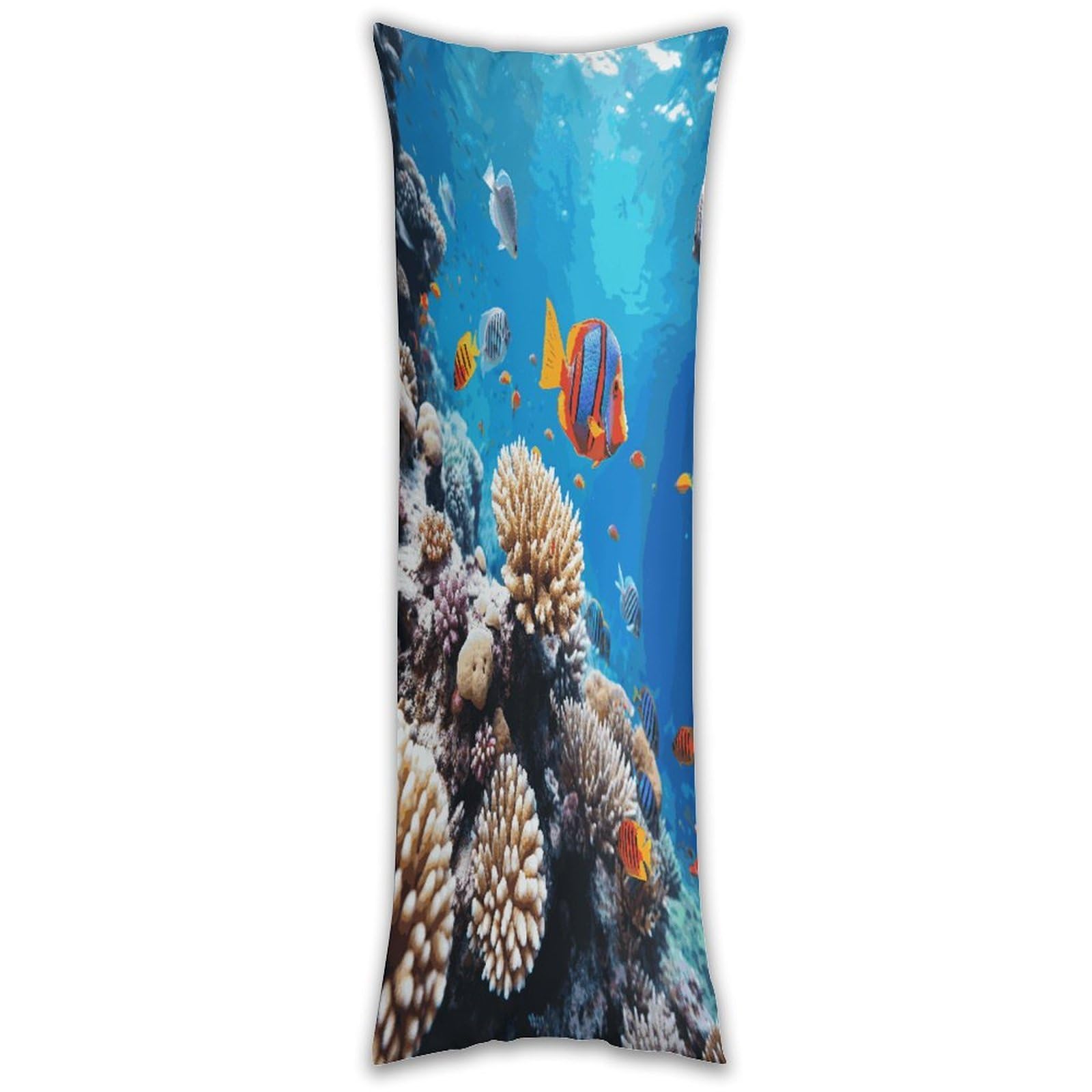 Ocean Tropical Fish Coral Long Pillow Case with Zipper Ultra Soft Microfiber Long Pillow Cover Breathable Body Pillow Protector Soft Wrinkle Pillowcase for Bed Sofa Bedroom 53 X 19 in