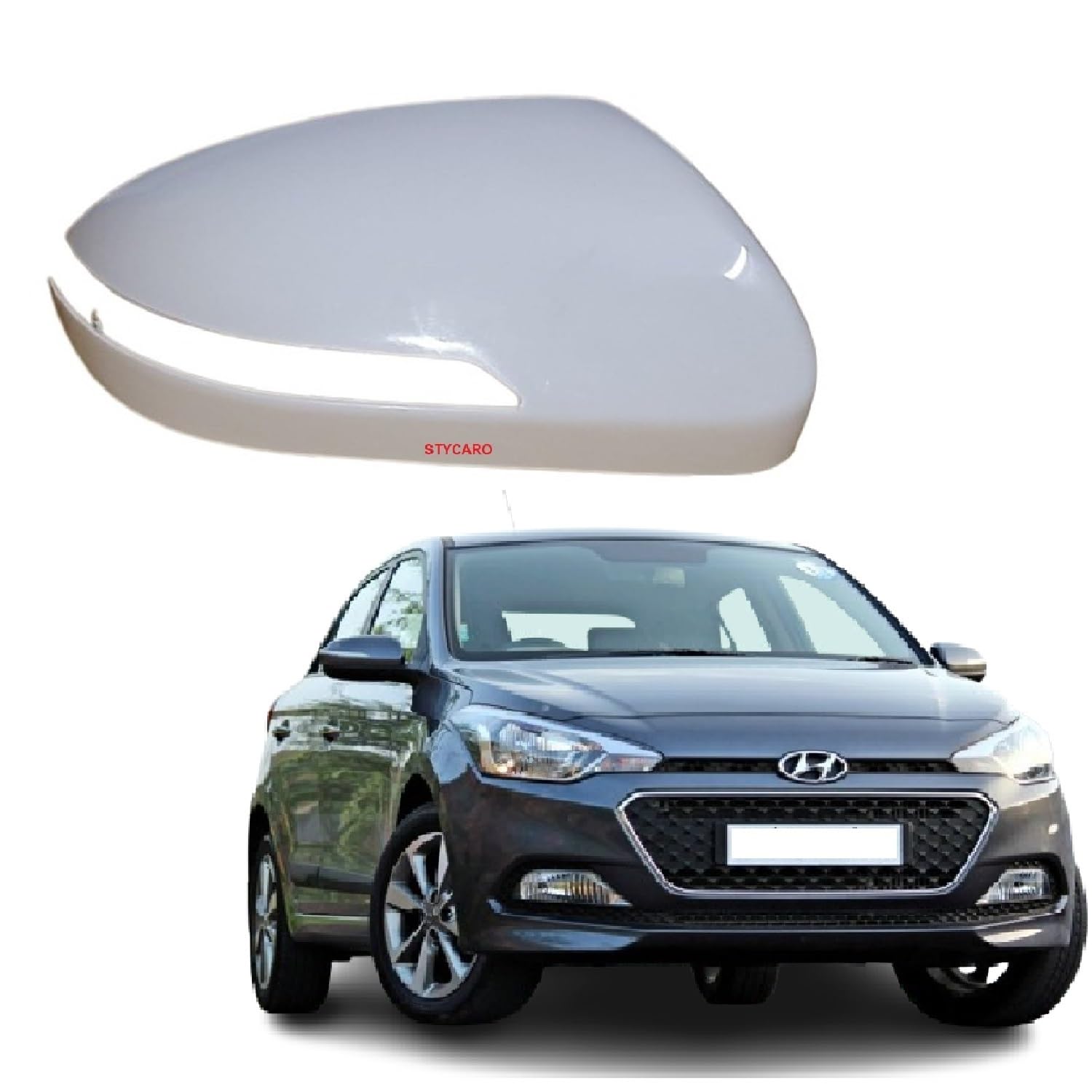 ORVM Side view Mirror Cover/Cap for Hyndai i20 Elite/Active 2nd GEN 2015-2019 Year Model -WHT-(UNPAINTED) (INDICATOR CUT TYPE, RIGHT DRIVER SIDE)