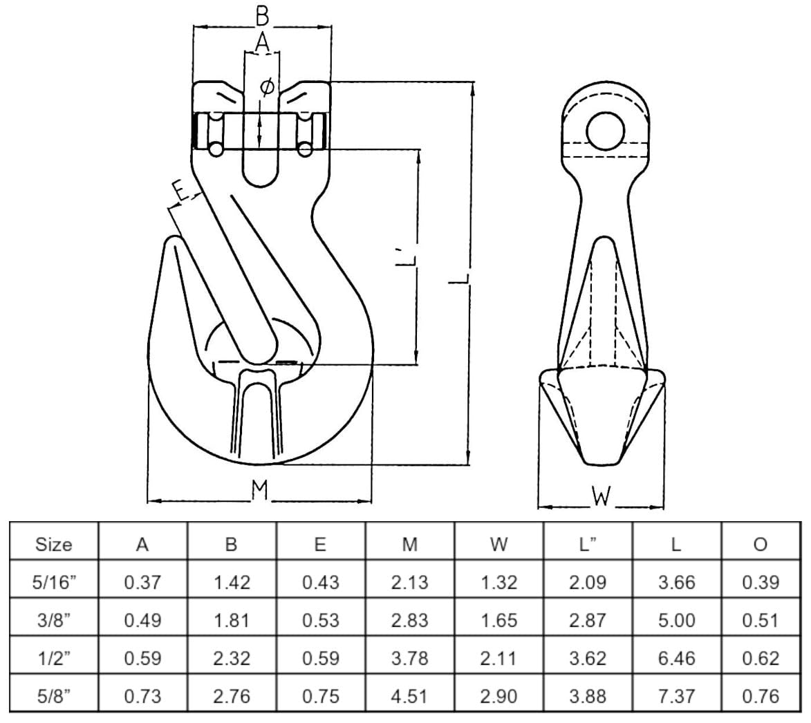 1/2"x8' Grade 100 Recovery Wrecker Rollback Binder Chain Foundry Hook and Grab Hook WLL 15000 LBS BS 60000 LBS