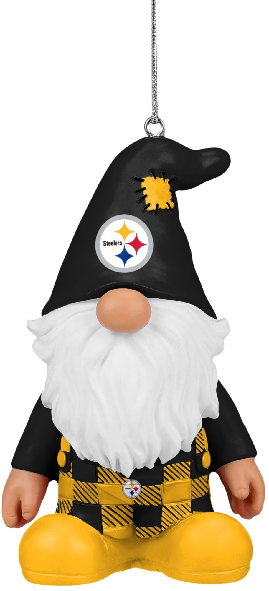 FOCO NFL Pittsburgh Steelers 3.5 Inch Resin Gnome Christmas Ornament - Plaid Overalls