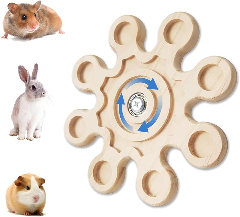 Brinquedo Mastigável Giratório de Madeira Natural KABASI para Chinchilas e Pequenos Animais W-03