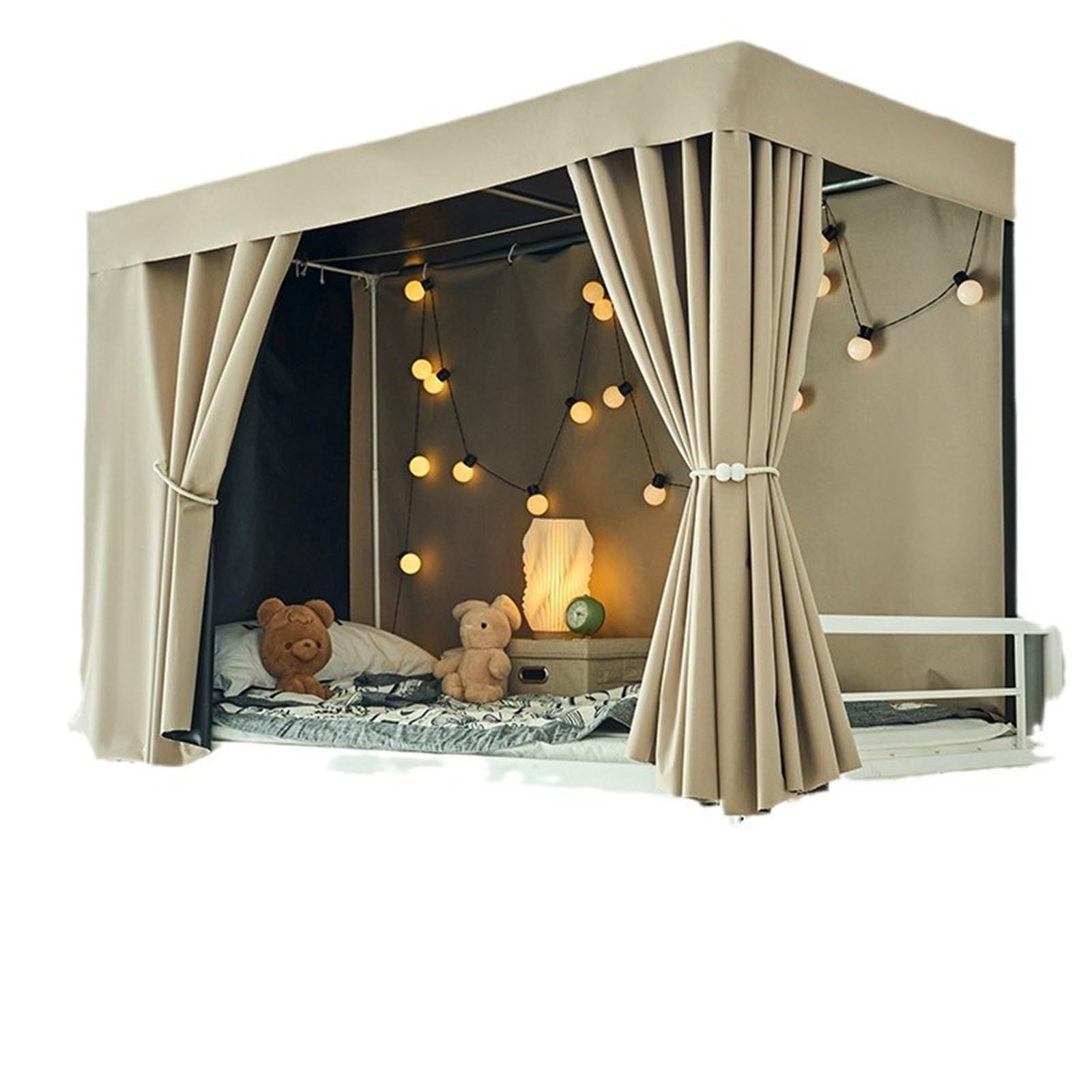 Cortinas de cama litera para crear un dormitorio universitario privado