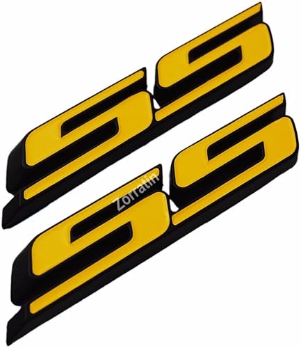 Slant, calcomanía, emblema para defensas, parrilla lateral, de acero inoxidable, para Chevy IMPALA COBALT Camaro 2010+, 2 unidades, negro, amarillo,