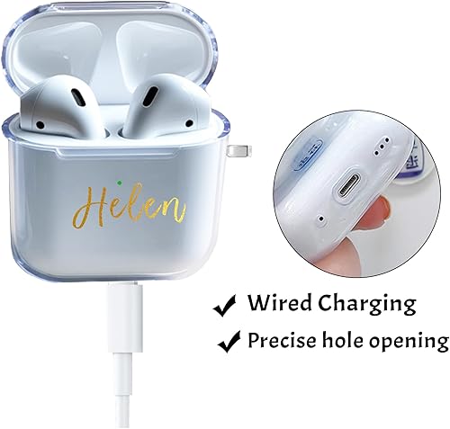 Miniatura 4 de Funda transparente personalizada para Apple AirPods 421  Funda transparente de doble cara con nombre personalizado para AirPods de 421 generación