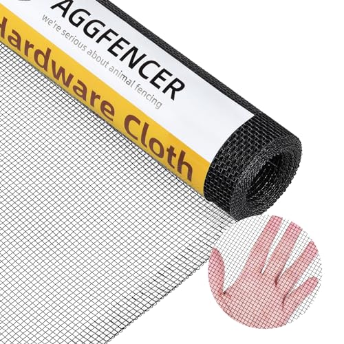 AggFencer 16in x 10ft Black Hardware Cloth 1/8 inch 27Ga PVC Coated Wire Mesh Vinyl Coated Galvanized Wire Mesh Screen Roll Welded Metal Chicken Wire Fencing for Garden Plant Fencing Bee Screen