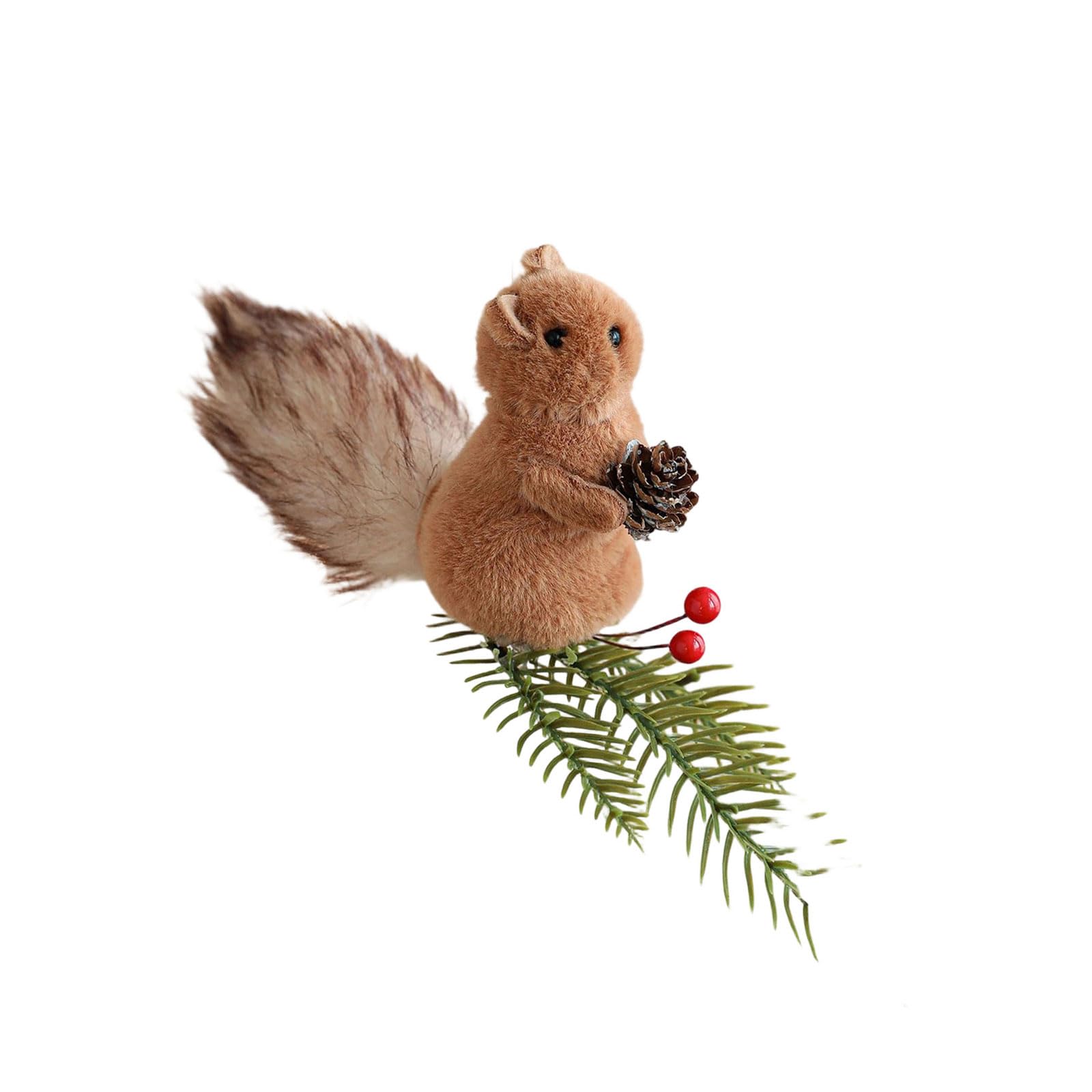 Squirrels Plush Ornament with Pinecone Soft Christmas Decoration for Home Tree and Shelf Display Plush Squirrels Ornament