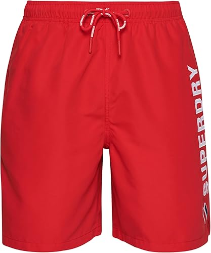 Superdry Heren Code APPLQUE 19INCH W2-Swim Shorts, Risicorood, Klein