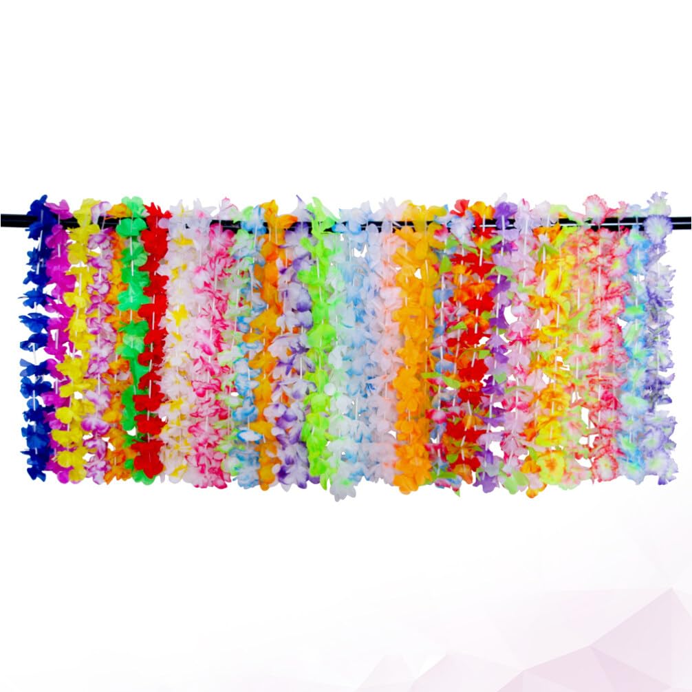 Bunter Hawaii Halskranz 36 Stück aus Polyester, Dekorativ | Kunstblumen Design, Tropischer Stil, Zerlegbar, mit Haarclips, Große Größe für Partys und Räume