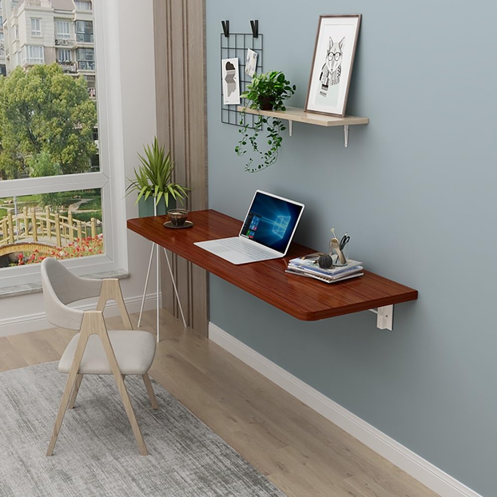 Scrivania invisibile da parete, banco da lavoro pieghevole per garage, casa, ufficio, cucina e sala da pranzo (teak 70 x 30 cm), design elegante e salvaspazio