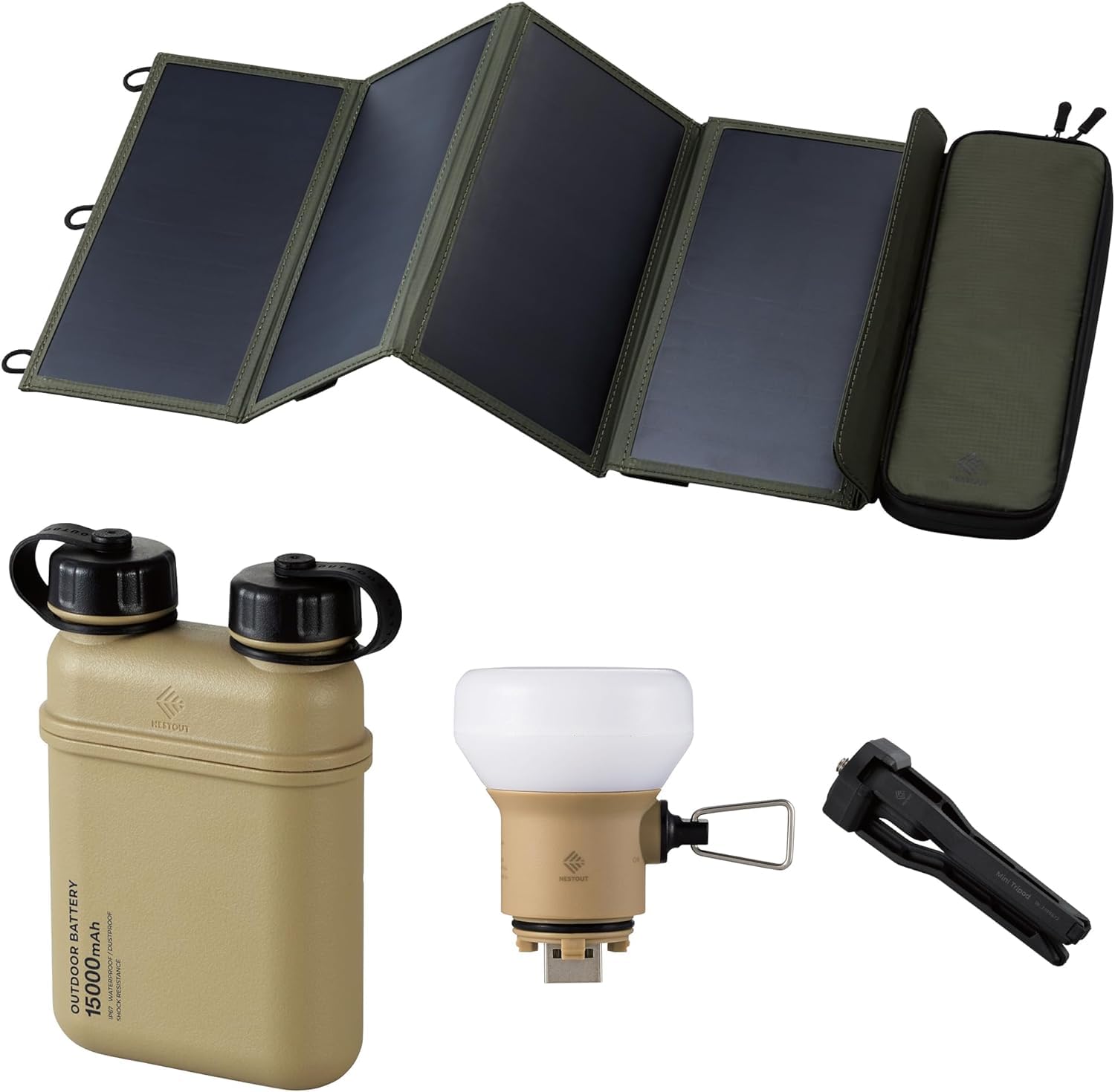 Amazon.com: ELECOM NESTOUT 15000mAh Outdoor Power Bank + 4-Panel