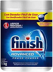 Finish Advanced Detergente para Lava Louças em Pó, Sabão Limpeza Profunda, 1kg