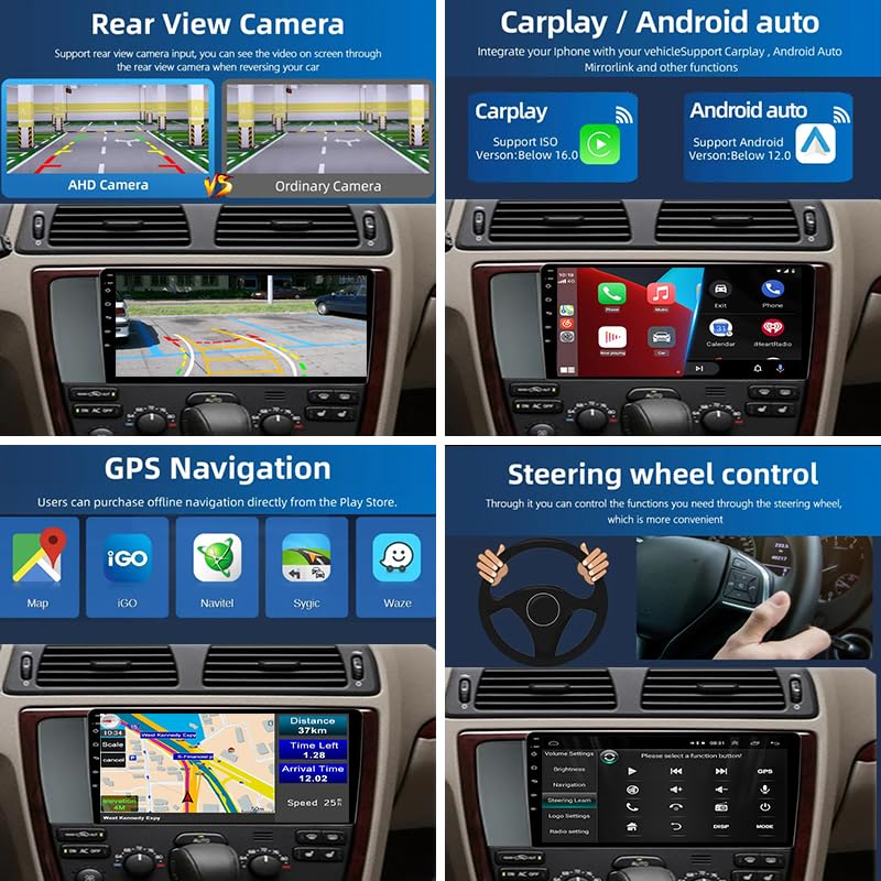 Autoradio Android 9 pouces tactile capacitif avec Mirrorlink Volvo S60
