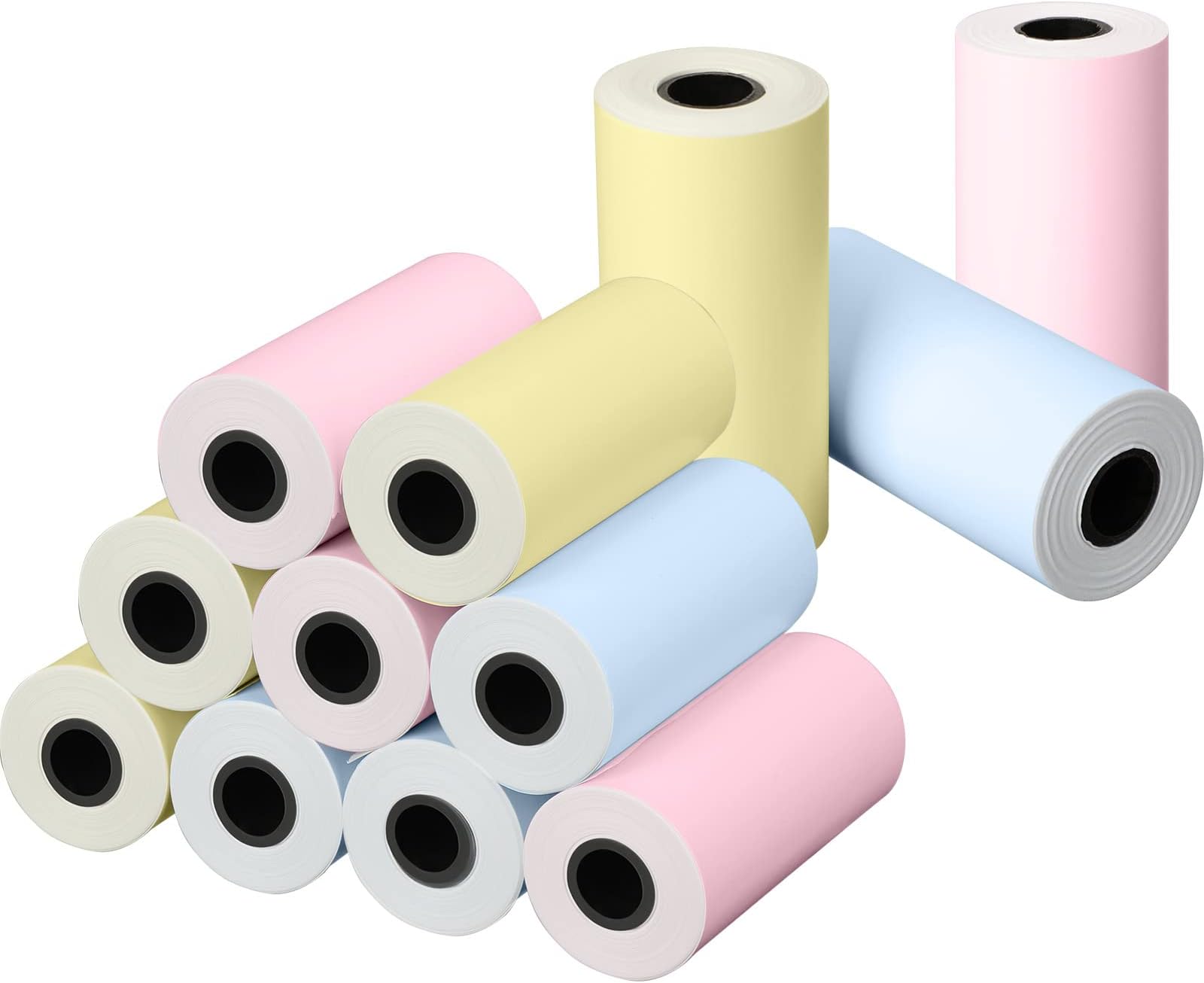 Epakh 12 Rolls Camera Thermal Paper Instant Camera Refill Paper Photo Printer Rolls, 2.2 x 1.1 Inch(Pink, Blue, Yellow)