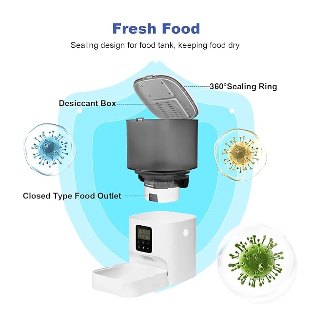 Foto 7 de 8 de Comedero automático para gatos, dispensador de comida para gatos con grabadora de voz de 10 segundos