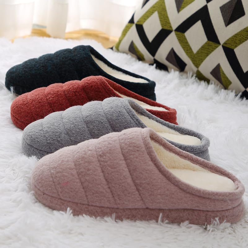 Fuzzy Plush Closed Toe House Slippers for Women Indoor Soft Warm Slip-On Bedroom Shoes Bullet Points3