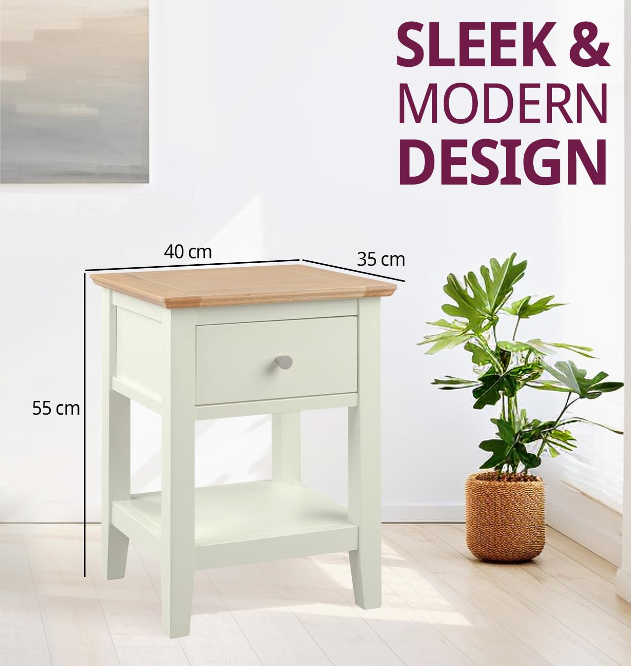 ALASCA - Cómoda De Madera Con Dos Puertas Y Estante, Color Blanco Y