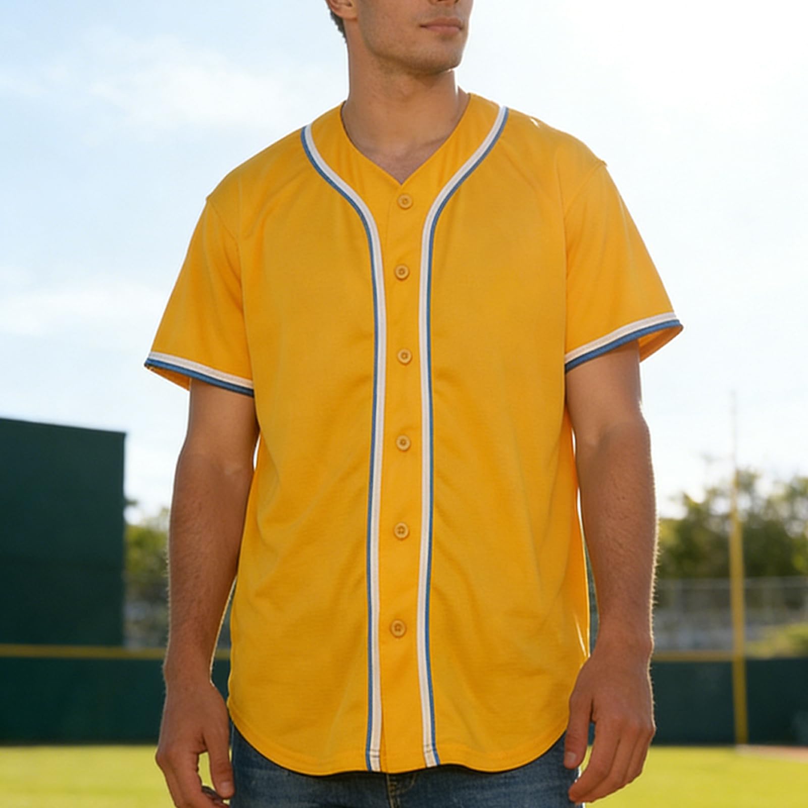 Camiseta de béisbol en blanco, camiseta casual de manga corta con botones — view 14