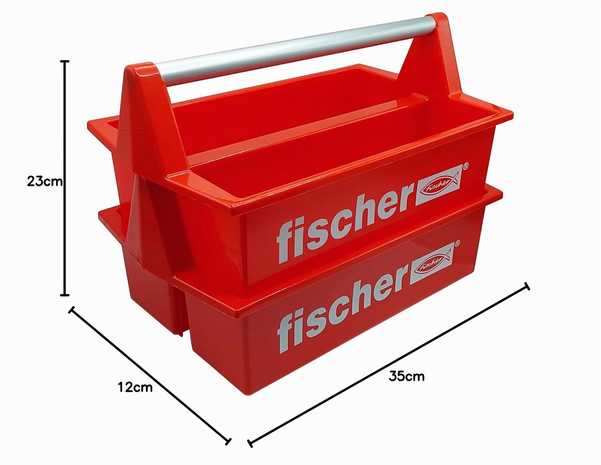 Fischer Cassetta Attrezzi Aperta WZK, Porta Utensili, Maniglione in Metallo, Robusta, per Idraulici, Elettricisti, Installatori, 60524 (Confezione da 2)