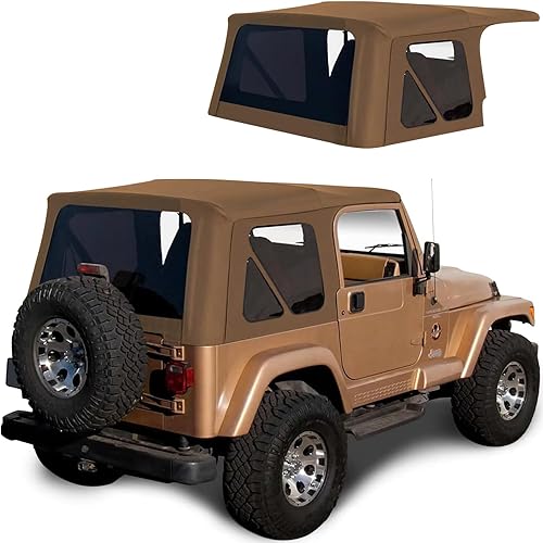 Revestimiento superior estilo de fábrica Sierra Offroad para Jeep Wrangler TJ (1997-2002), funda blanda con vidrios polarizados, sin puertas