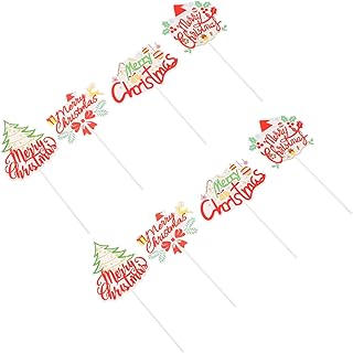 ABOOFAN 8pcs Christmas Cake Topper Christmas Decor Cupcakes Christmas Tree Topper Cake Ornament Snowman Cupcake Insert Topper Cupcake Picks Cake Dessert Pick Party Cake Topper Bow Tie