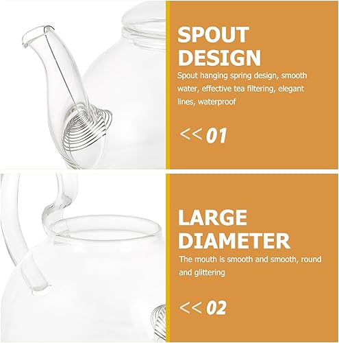 Miniatura 9 de SHERCHPRY Tetera de vidrio de 21.1 fl oz, tetera de flores de vidrio con infusor extraíble, tetera de vidrio para estufa, pequeña tetera de vidrio