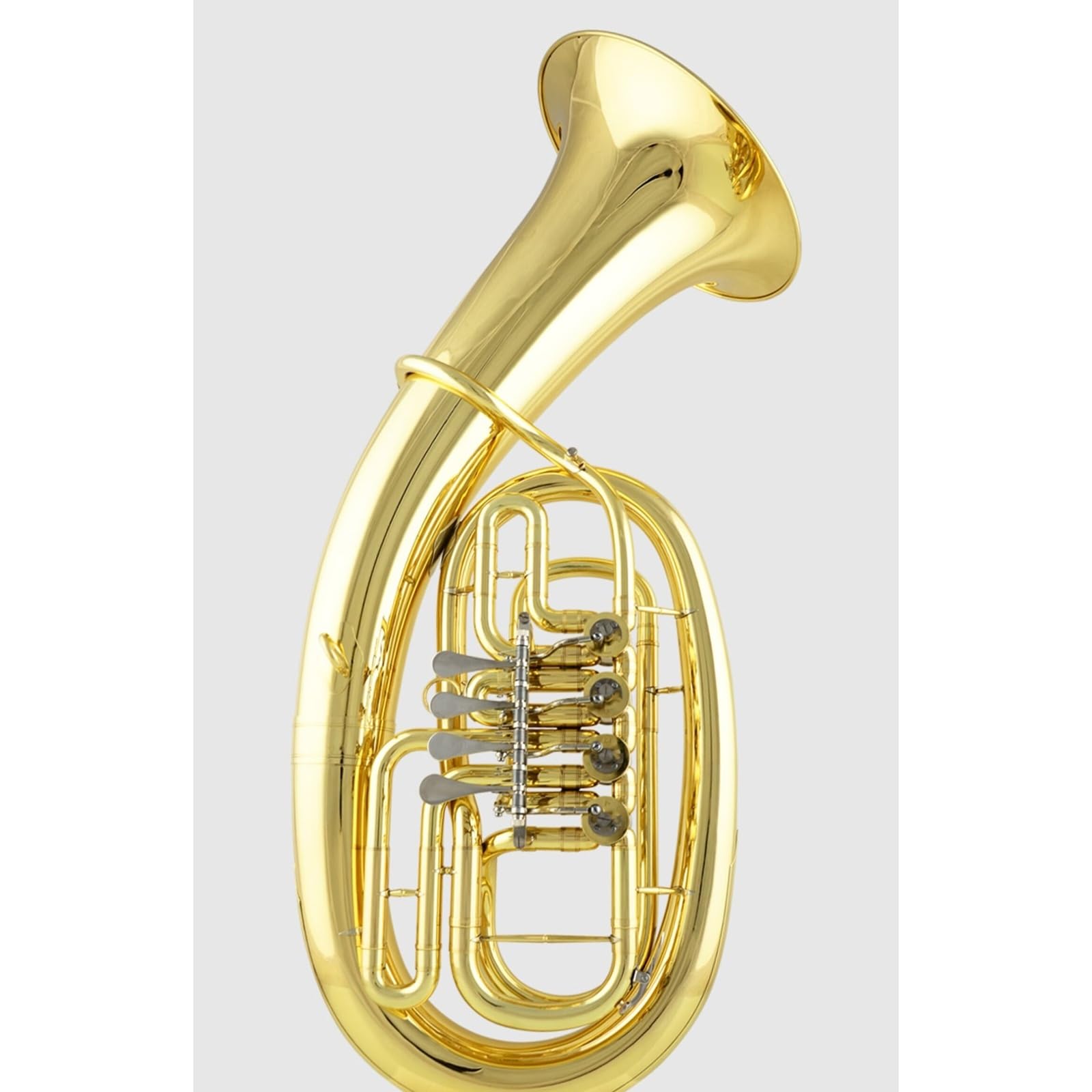 4-Tasten-Flachtasten-Euphonium, Messinglack, Gold, B-Dur, Studenten-Euphonium-Blechinstrument Mit Zubehör Euphonium für Anfänger