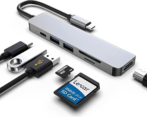 Vista 7 de Adaptador USB C a HDMI dual para monitor, estación de acoplamiento para portátil USBC, adaptador USB 3.0 a USB C con Chromebook de carga rápida