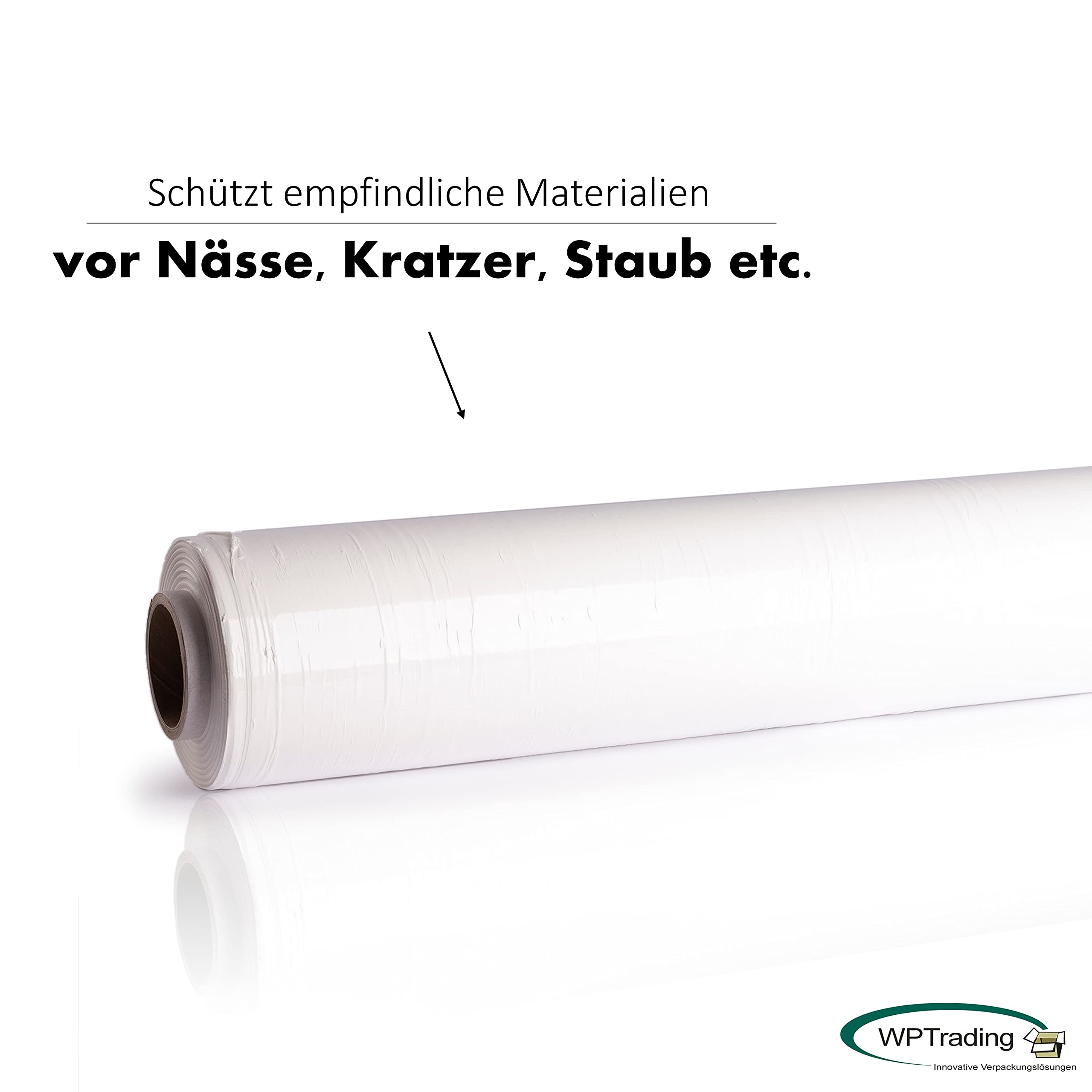 3 x Rolle Stretchfolie 50 cm x 260 lfm (23my) Weiß - Ein-Packfolie aus LDPE - Wickelfolie stark & reißfest - Umzugsfolie Schutzfolie - Paletten Verpackungs-Folie für Umzug, Möbel & Lager