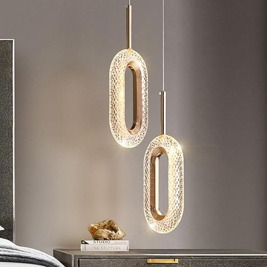 WgGUIF Modern Exquisite Pendant Lights,Golden Acrylic Hanging Lights,Ring -Shaped Adjustable Ceiling Lighting,LED Light 12W Chandelier,Hanging Ceiling Lamp,Bed Room,Bedside,Entrances WgGUIF photo 3