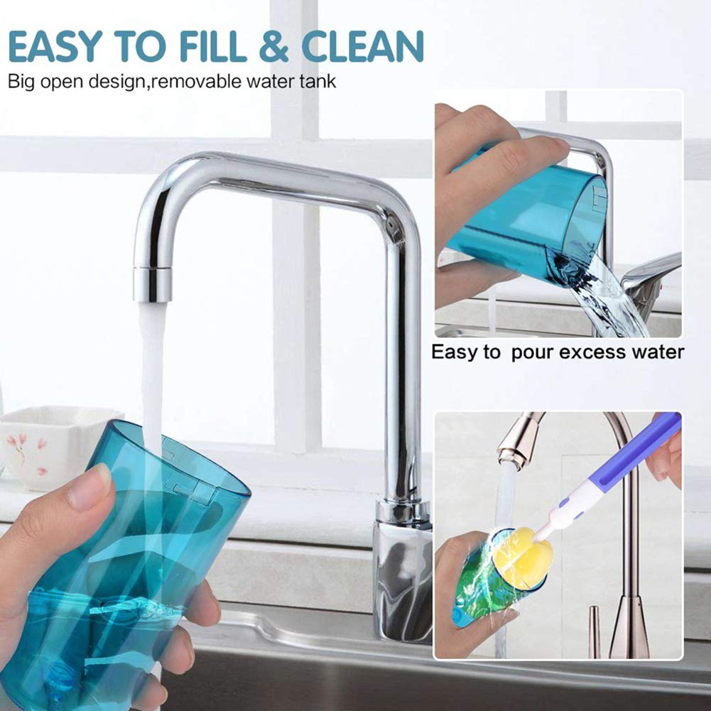 Flosser De Agua Inalámbrico, Portátil Recargable Irrigador Oral con 4 Modos 5 Puntas De Chorro, Limpiador De Dientes para El Cuidado De Viajes, Aparatos Ortopédicos Y Puentes