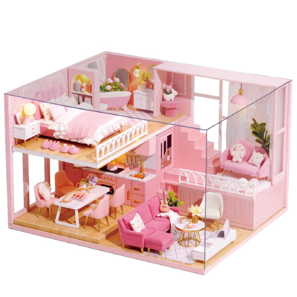 DECHOUS Mini Apartment Fai da Te Casa delle Bambole in Miniatura Giocattolo di Assemblaggio Manuale, Facile da Montare, per Ragazzo Ragazza