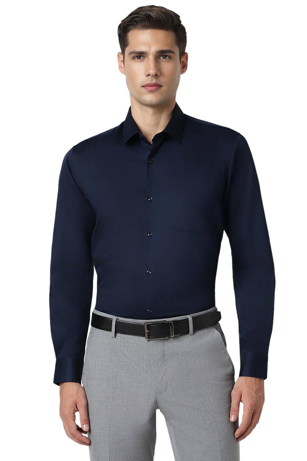Peter EnglandMen's Satin Solid Regular Fit Shirt Cotton with Satin Sheen | Luxury