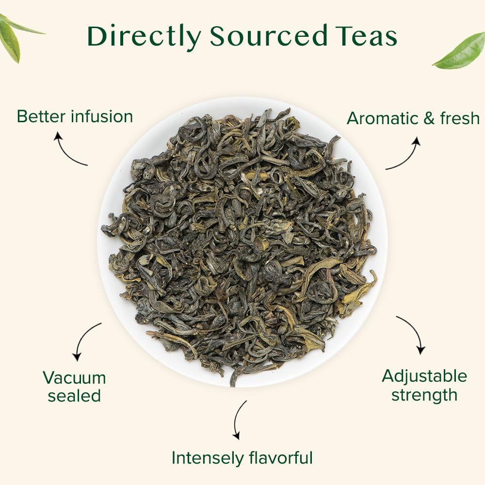 VAHDAM, Himalayan Green Tea Leaves (50+ Cups, 3.53 Oz) Non GMO, Gluten Free | High Elevation Grown Green Tea Leaves From Himalayas | Pure Unblended Single Origin Green Loose Leaf Tea | Vacuum Sealed - Image 4