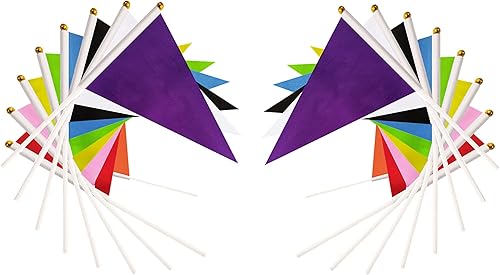 Miniatura 4 de Paquete de 27 banderas de banderines de color sólido, pequeñas, pequeñas, lisas, blancas, rojas, azules, negras, verdes, amarillas, moradas,