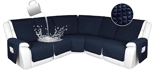 Miniatura 80 de HDCAXKJ 100% Fundas impermeables para sofá seccional reclinable en forma de L, funda de sofá reclinable acolchada lavable, fundas de esquina para
