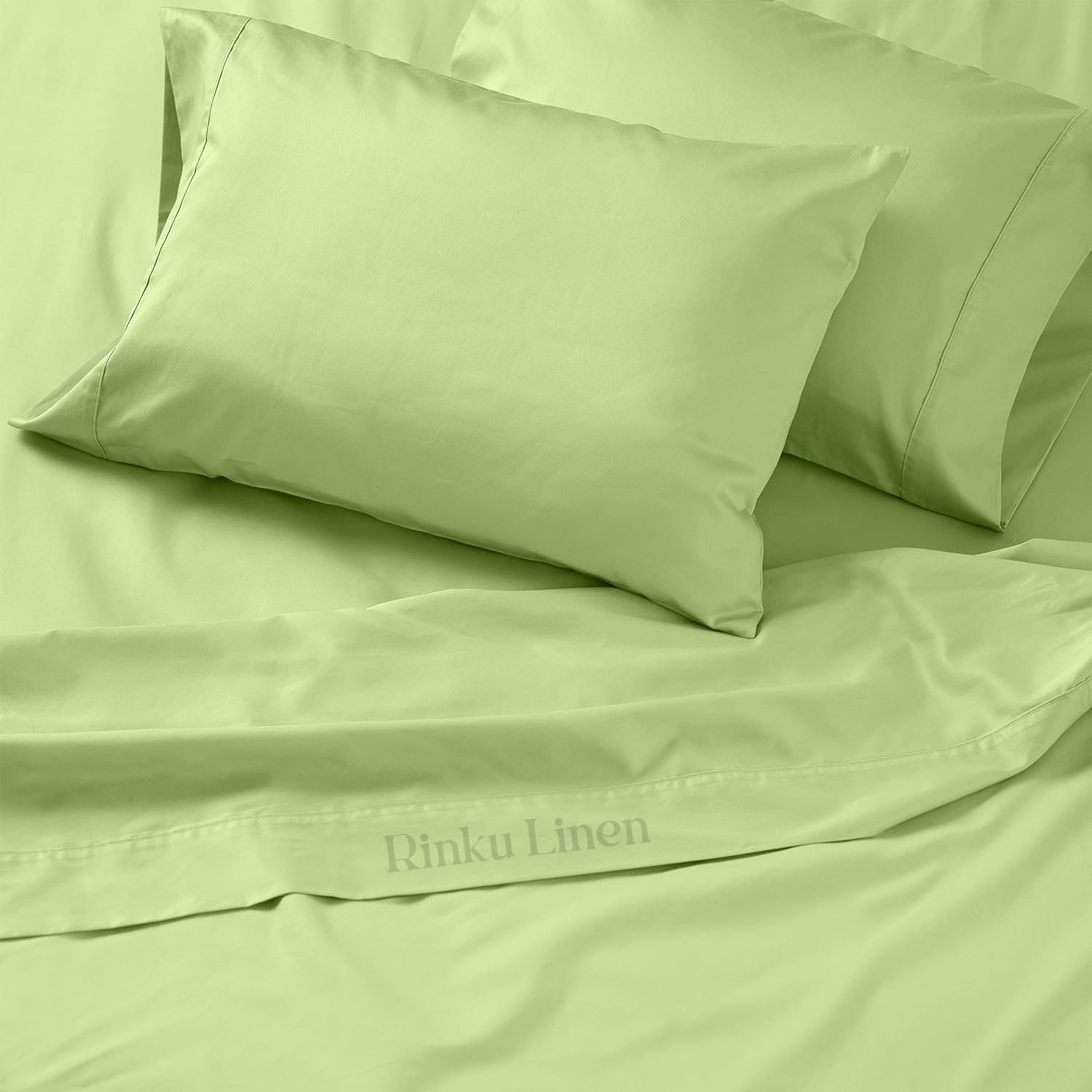 Genuine 600 Thread Count Egyptian Quality Cotton 6-Pieces Sheet Set Fit Mattress Up to 9-12" Deep Pocket Queen, Sage Green Solid