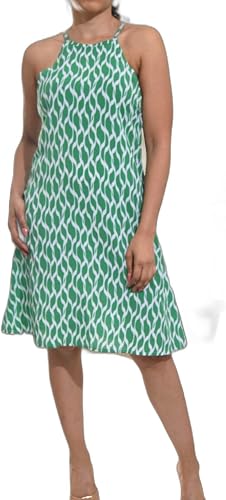 Womens Green Printed Slip Dress