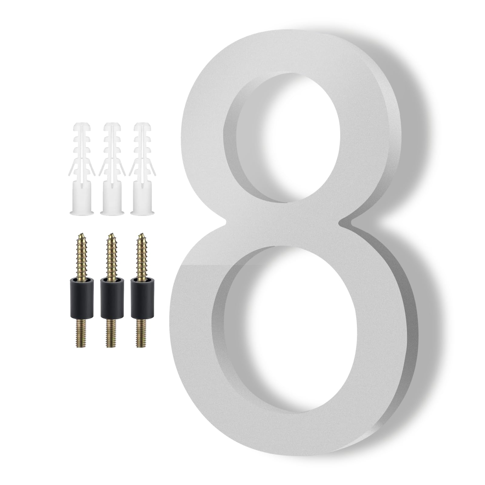 DEWEL 8 Inch Floating House Numbers, Silver Address Numbers for Outside