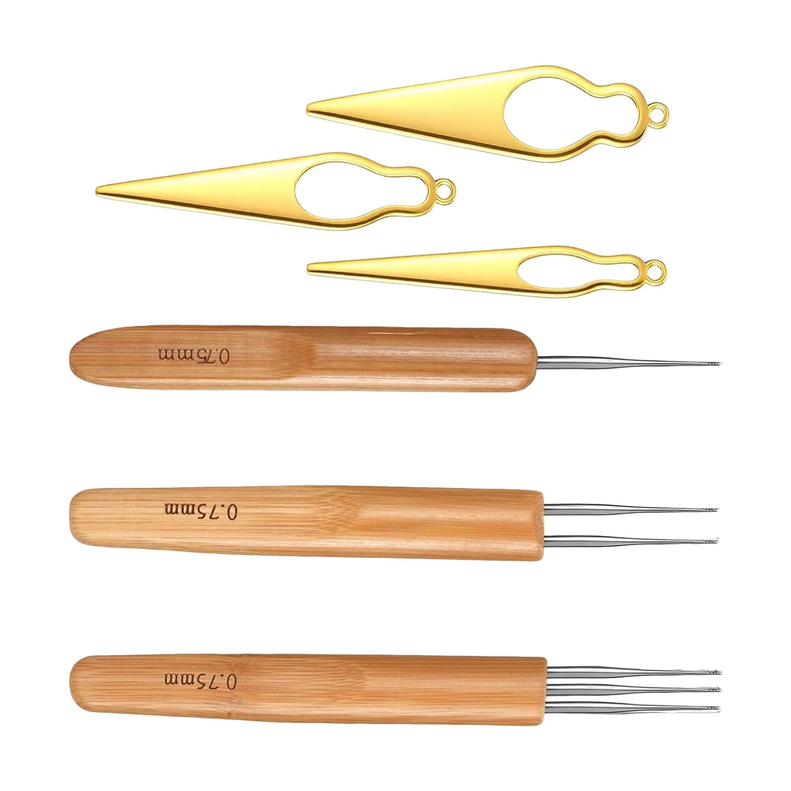 PANGBOER Hooks for 0.75mm Loc Care Set, 6 Piece Hair Threading Tools with Single Double Triple Hooks and Pulling Tools for Routine Upkeep