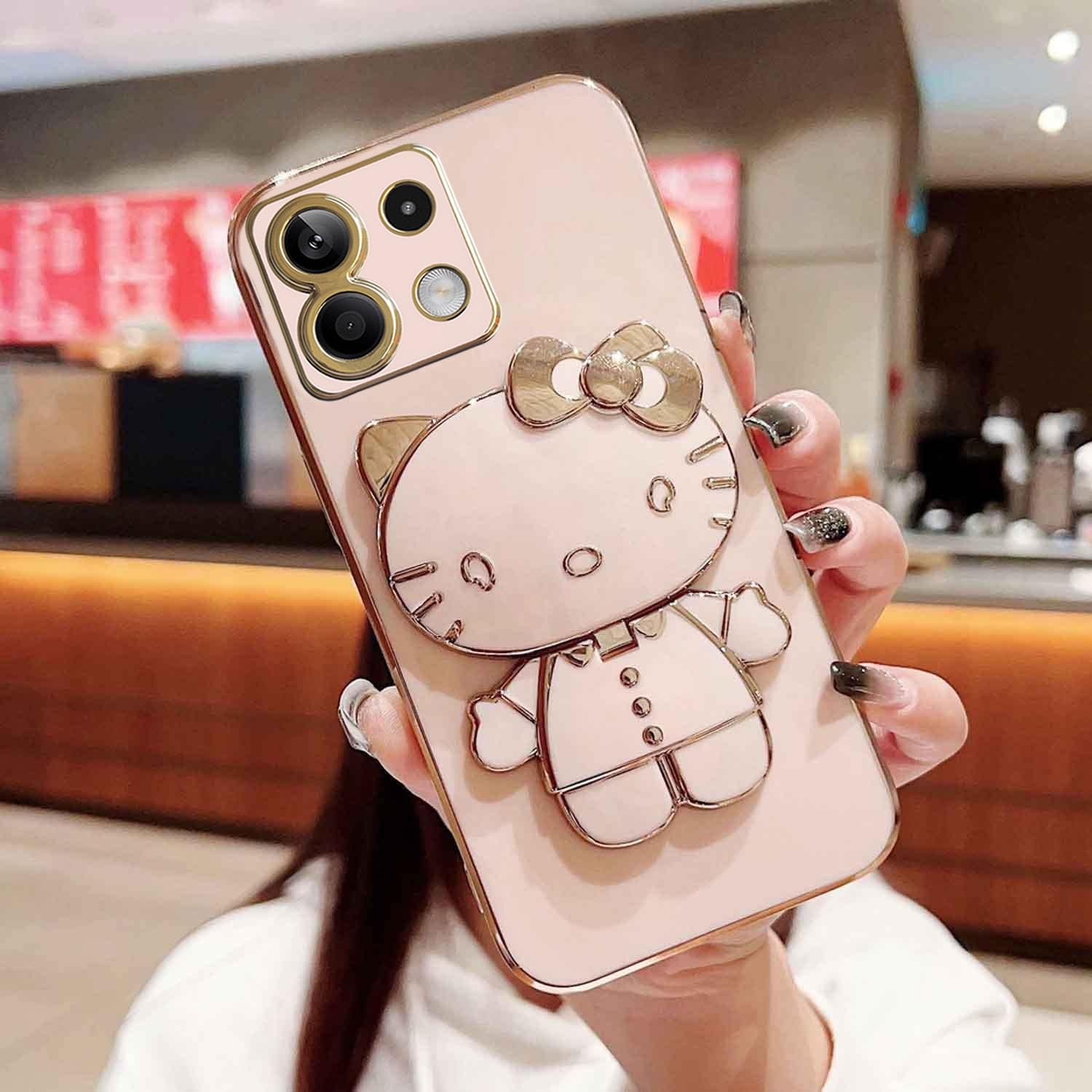 KC Back Cover for Mi Redmi Note 13 Pro 5G, Hidden Mirror Hellow Kitten Folding Bracket Kickstand Electroplated Soft Silicone Camera Protection Case - Pink (B0D12JFPRQ) Amazon Price History, Amazon Price Tracker