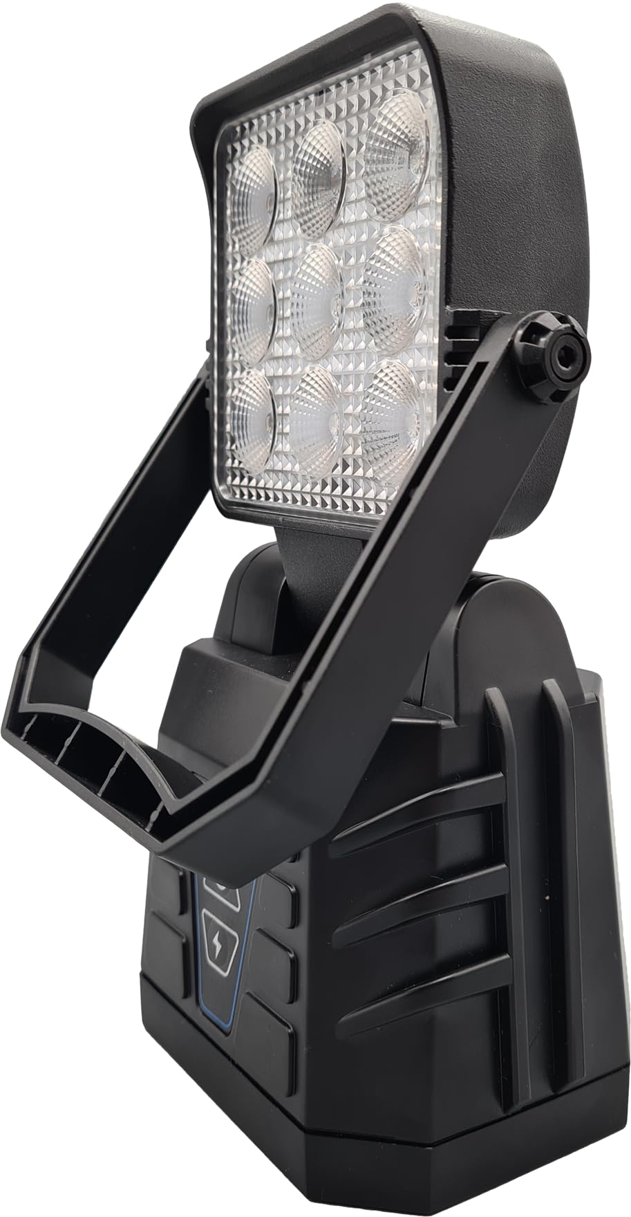 Berger & Schröter | Mobiler LED Arbeitscheinwerfer, 15 W Arbeitslicht, Magnetfuß, 4500 mAh 7,4 V Akku 33.3Wh, 9 LEDs, weiß und orange, IP66, 90° verstellbar, Tragegriff, Nahfeldausleuchtung
