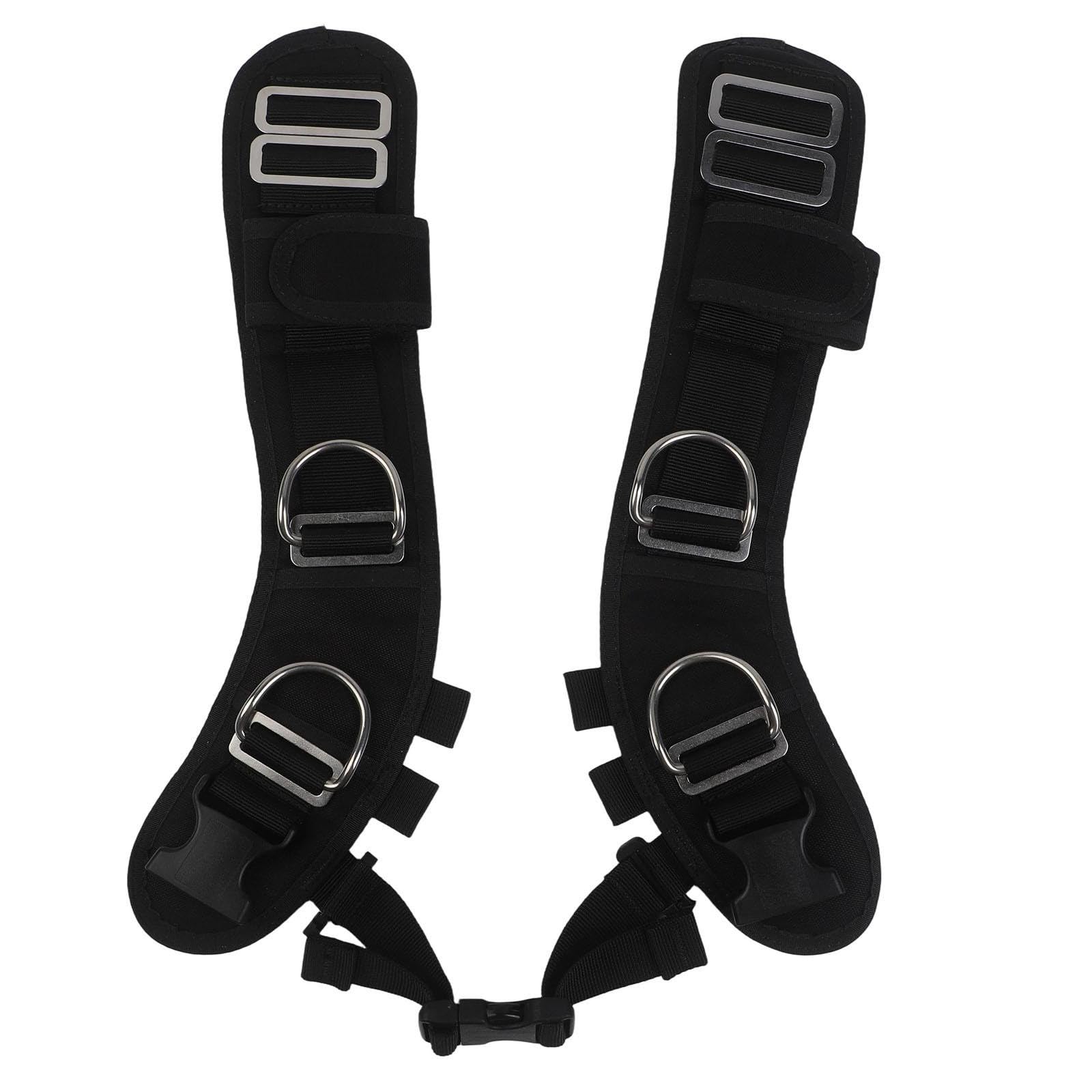 Verstellbares Backplate Harness Set für Tauchen, BCD Backplane Zubehör mit Neopren-Schulterpolster, Edelstahl Nylon, See-Proof Rostbeständige Riemen, Sichere Ausrüstung Befestigungsringe