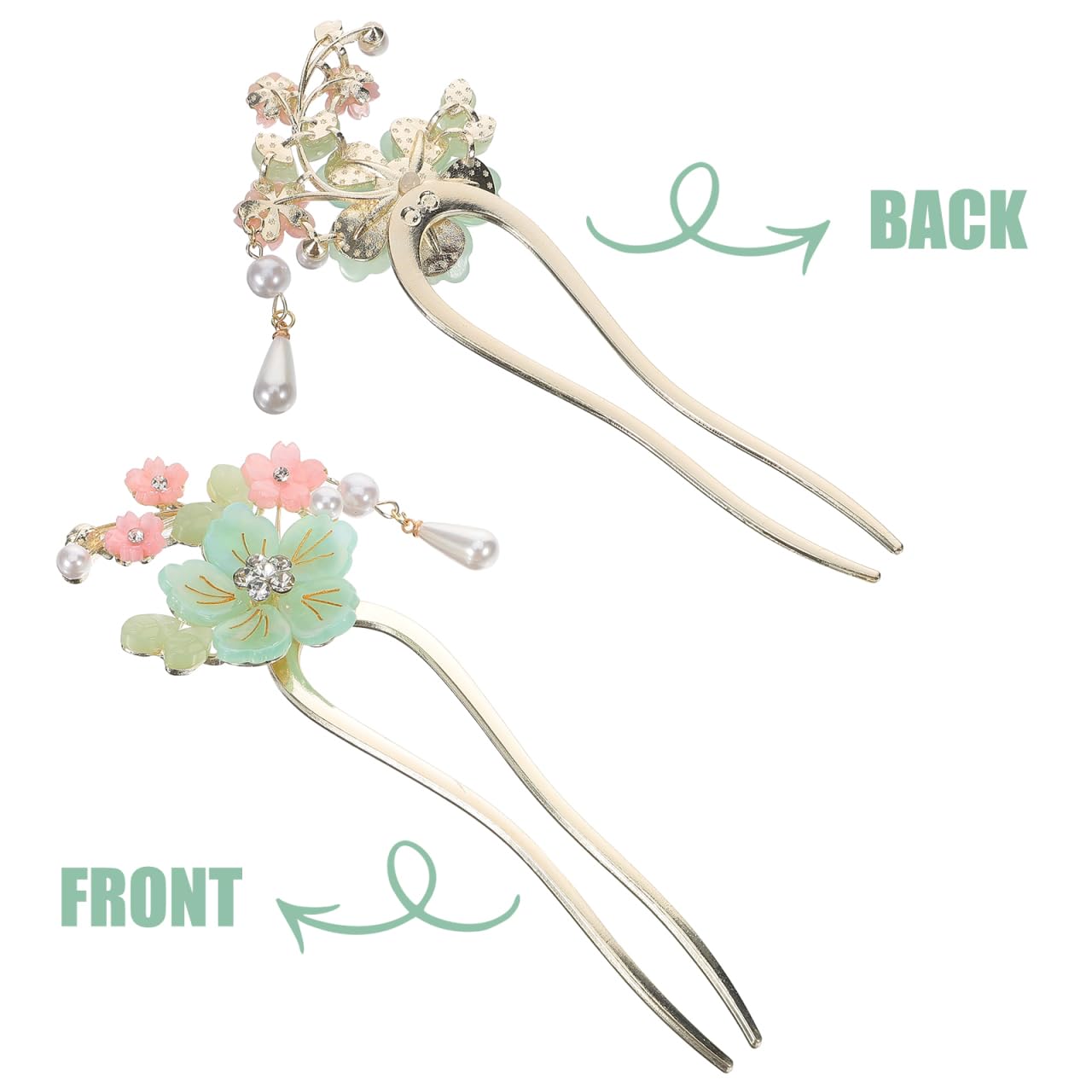 FRCOLOR U FöRmige Haarnadel Antike Chinesischer Haarschmuck Damen Blumen- Und Perlendekoration Haarstab Mit Quasten Haarnadel