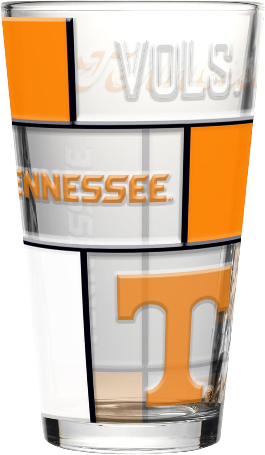 Logo Brands NCAA oz Stained Glass Pint Glass - 3D Embossed Logo & Bold Team Colors – Durable Sports Fan Beer Glass for Home, Bar & Tailgates